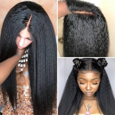 13×6 Lace Front Kinky Straight Wig 100% Virgin Human Hair 180% Density With Baby Hair - Image 5