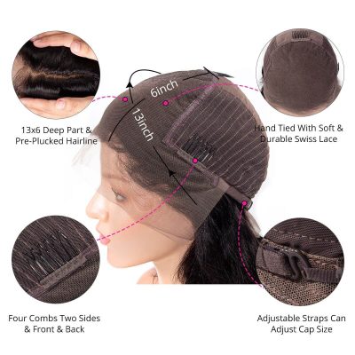 13×6 Lace Front Straight Wig 100% Virgin Human Hair With Baby Hair 180% Density - Image 3