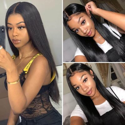 13×6 Lace Front Straight Wig 100% Virgin Human Hair With Baby Hair 180% Density