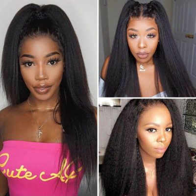 Evanhair 360 Lace Front Kinky Straight Wig – 100% Human Hair Natural Look