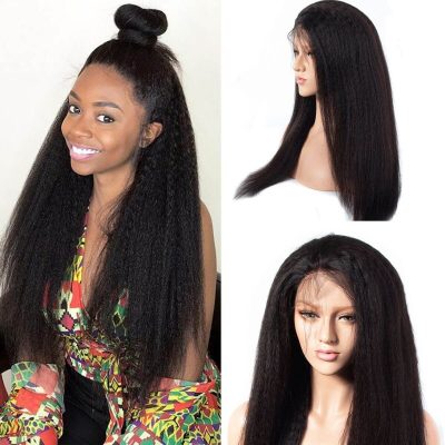 Evanhair 360 Lace Front Kinky Straight Wig – 100% Human Hair Natural Look