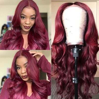 99J Burgundy Body Wave Wig Human Hair Lace Front 180% Density - Image 3