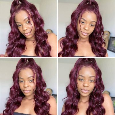 99J Burgundy Body Wave Wig Human Hair Lace Front 180% Density - Image 7