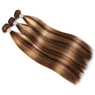 Balayage Honey Blonde Highlight Straight Hair 3 Bundles 100% Human Hair Weave - Image 4
