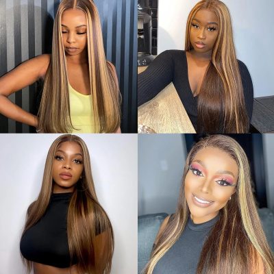 Balayage Honey Blonde Highlight Straight Hair 3 Bundles 100% Human Hair Weave - Image 7