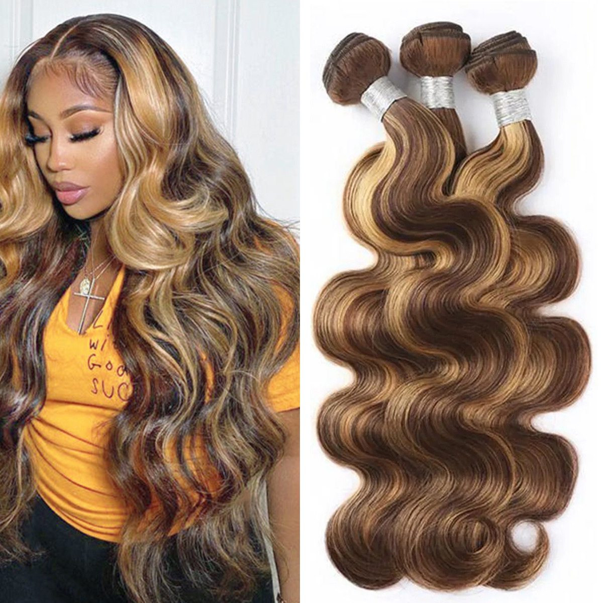 Evanhair-highlight-honey-blonde-body-wave-3-bundles-human-hair-10-30-inch (1) Highlight Honey Blonde Body Wave 3 Bundles 100% Human Hair Weave - Image 1